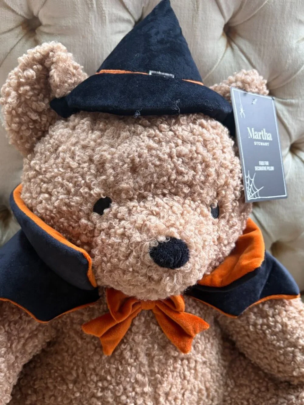 Martha Stewart Halloween Teddy Bear wearing a Cape Throw Pillow